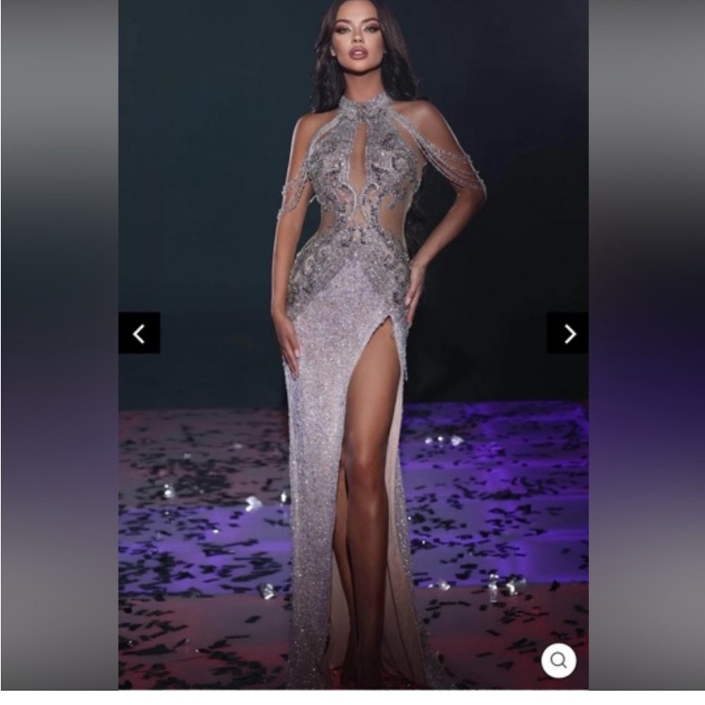 Portia and Scarlett Silver Beaded Gown - Picture 6 of 6